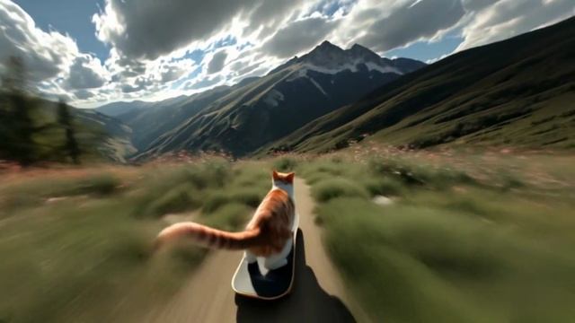 Рыжий кот барсик экстримал, кот на скейте 😌Нейросеть 2025 смотреть онлайн