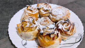 🌹Розочки из яблок и слоеного теста🍎🍏 #еда#выпечка#яблоки#вкусно#готовимвместе#кчаю