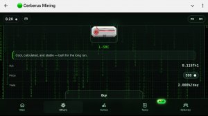 Новая игра с выводом CERBERUS, игре 2-й месяц, майнер дают в подарок, майнит хеш💥