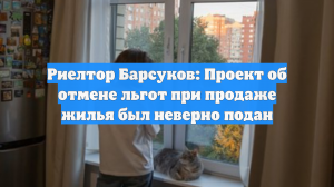 Риелтор Барсуков: Проект об отмене льгот при продаже жилья был неверно подан