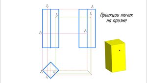 Точки на призме │ Три проекции точек на поверхности призмы