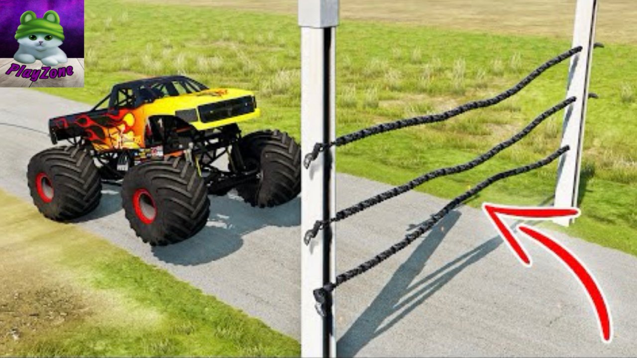 Натянутая цепь⛓️ на дороге в BeamNG Drive смотреть онлайн