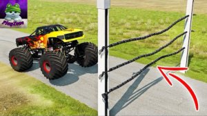 Натянутая цепь⛓️ на дороге в BeamNG Drive