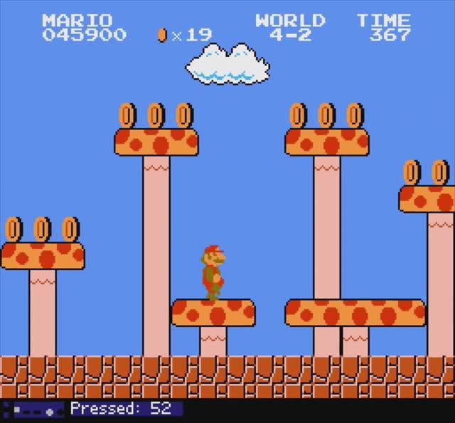 TAS, (NES) Super Mario Bros. - in 141 presses (with input display ⧸ # of button presses)