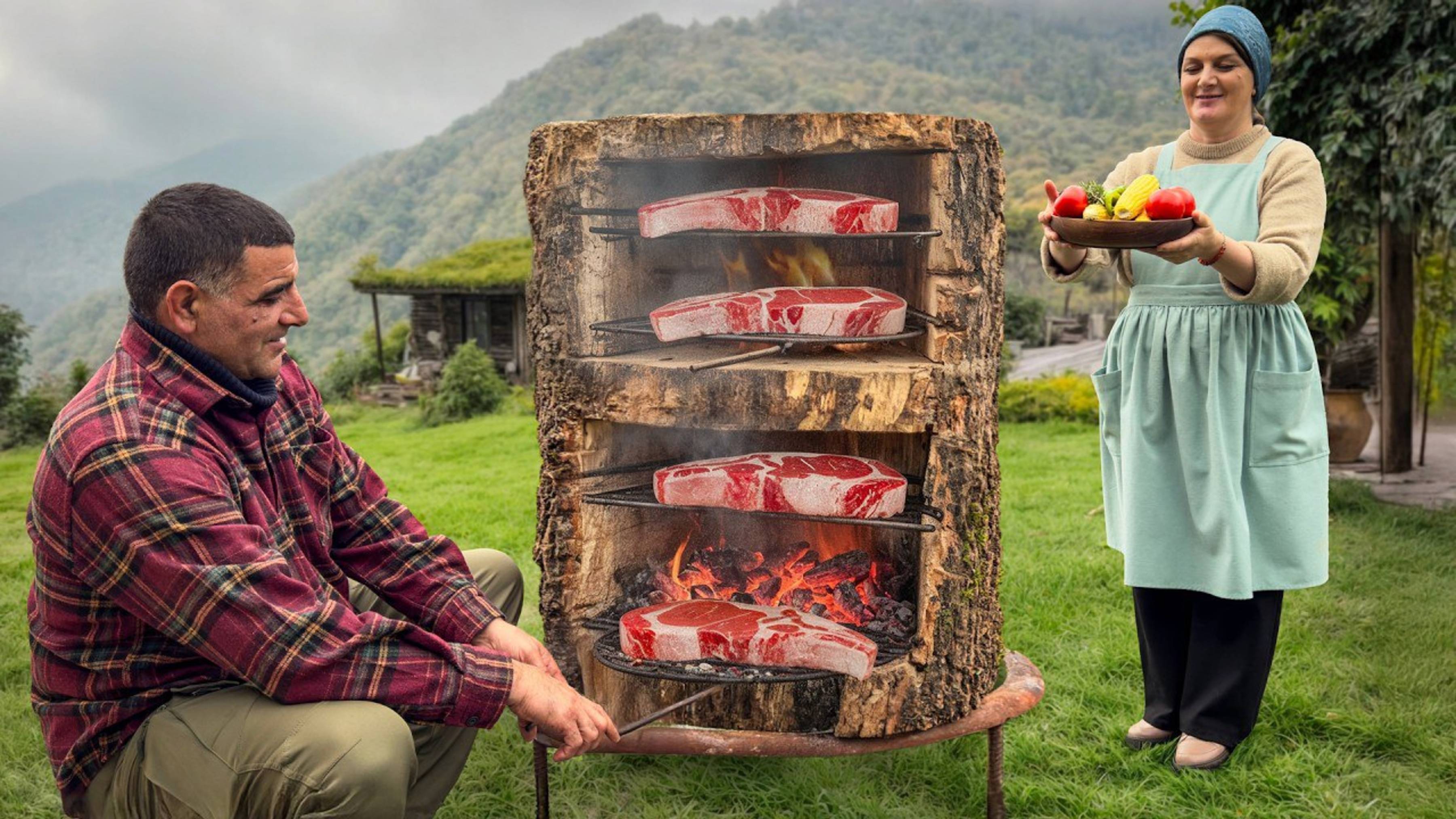 Стейки с кофе по-деревенски, приготовленные в деревне! смотреть онлайн