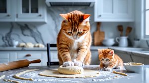 😹Мама кошечка готовит вкусное рагу и пирожок со своим маленьким котёночком🔥