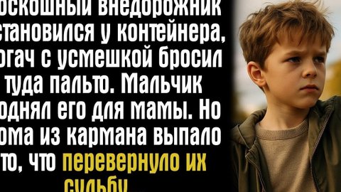 Роскошный внедорожник остановился у контейнера, богач с усмешкой бросил туда пальто. Мальчик..