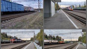 Осенний октябрьский вечер на станции Пожитково. Поезда в холодную октябрьскую погоду на БМО. 7 часть