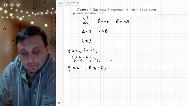 Линейные уравнения с параметром. Пример №7
