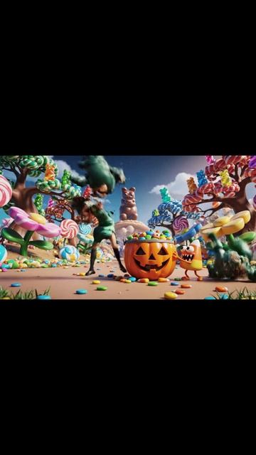 Эмине против Армии Конфет 🥷 (3D-Анимация) | Emine's Halloween Fight #shorts #3danimation