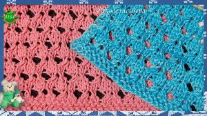 Простой ажурный сетчатый узор спицами для начинающих 0164. Видео Мк вязания узора спицами.