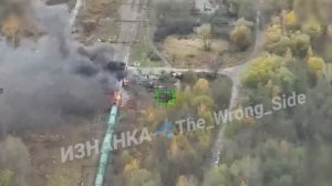 Результат нанесения удара "Геранями" по локомотиву, перевозящему топливо в районе н.п. Черноплатово