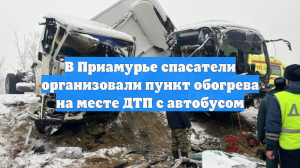 В Приамурье спасатели организовали пункт обогрева на месте ДТП с автобусом