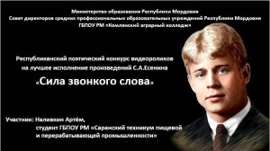Республиканский поэтический конкурс видеороликов на лучшее исполнение произведений С.А.Есенина