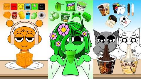 Sprunkys Emoji Challenge Рамен Ттокбокки Кимбап и куриный мукбанг смотреть онлайн