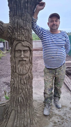 скульптуры оформление усадьбы из  арт бетона  мастер Миненков Игорь.