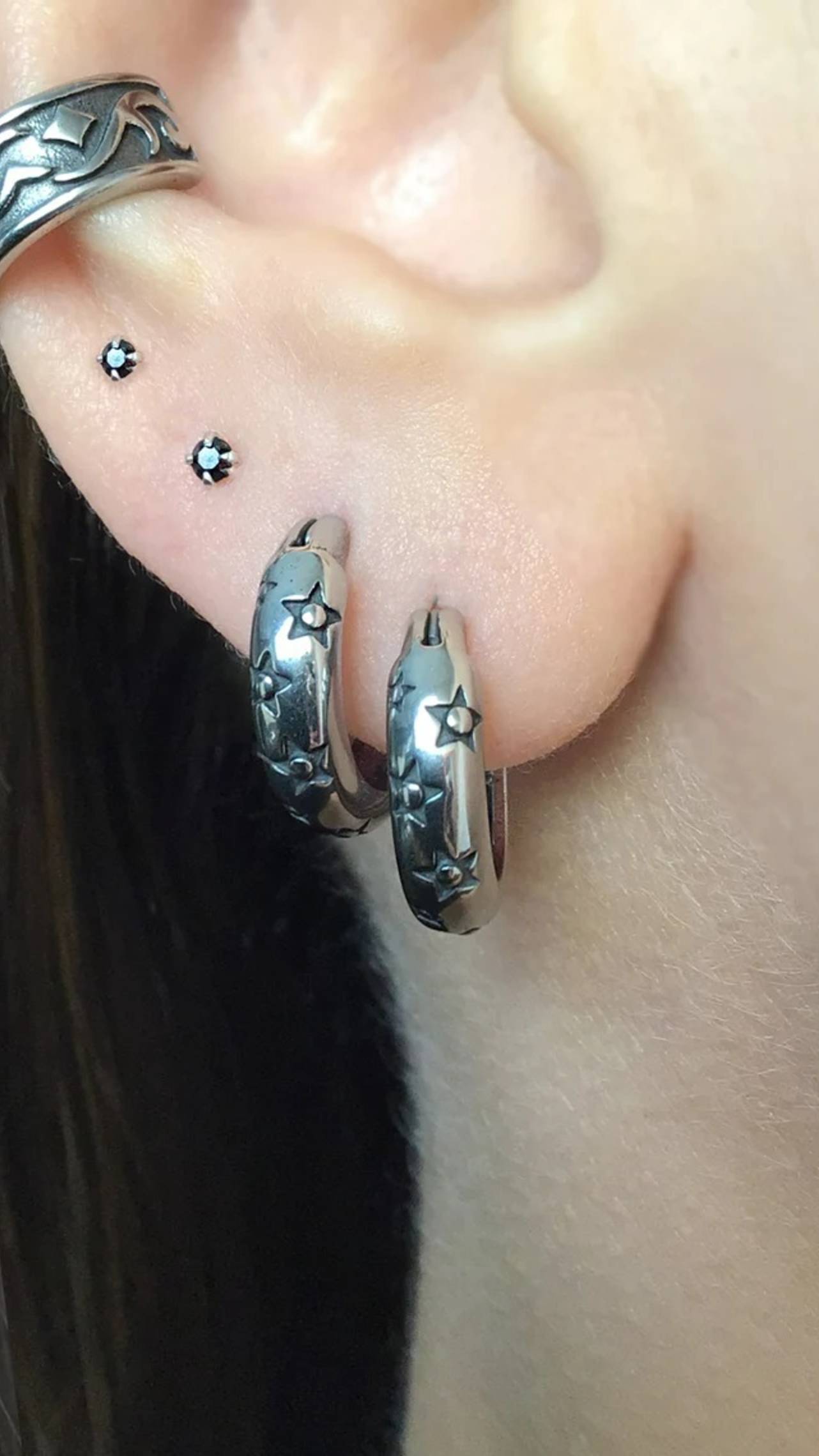 Серьги-конго "Стальные звездочки" от StarfallShop