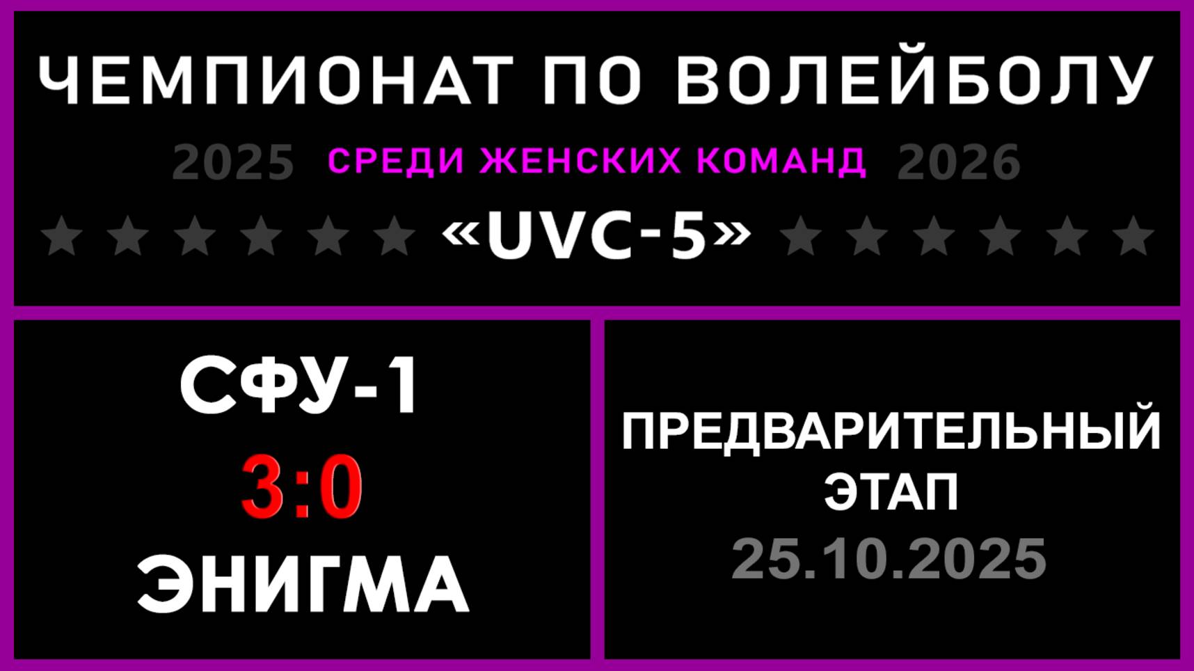 СФУ-1 - Энигма, UVC-5 (Девушки) - Предварительный этап