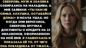 ИСТОРИЯ ИЗ ЖИЗНИ/Ты нам не семья, оставайся дома,- заявили муж и свекровь, собравшись на Мальдивы