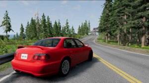 Красный и резвый японец на дорогах BeamNG Drive!!! Нереальный краш-тест!!!