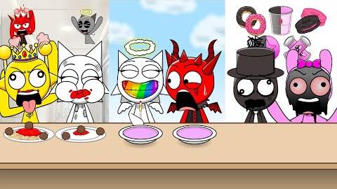 Sprunki Challenge Emoji Color Rainbow Mukbang Мультфильм Анимация MOOMOO STUDIO смотреть онлайн