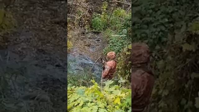 Мужик пытается скрыться от ТЦК в болоте