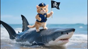 Мультики для детей, котики попали в беду на море, акула и котики, мультфильм
