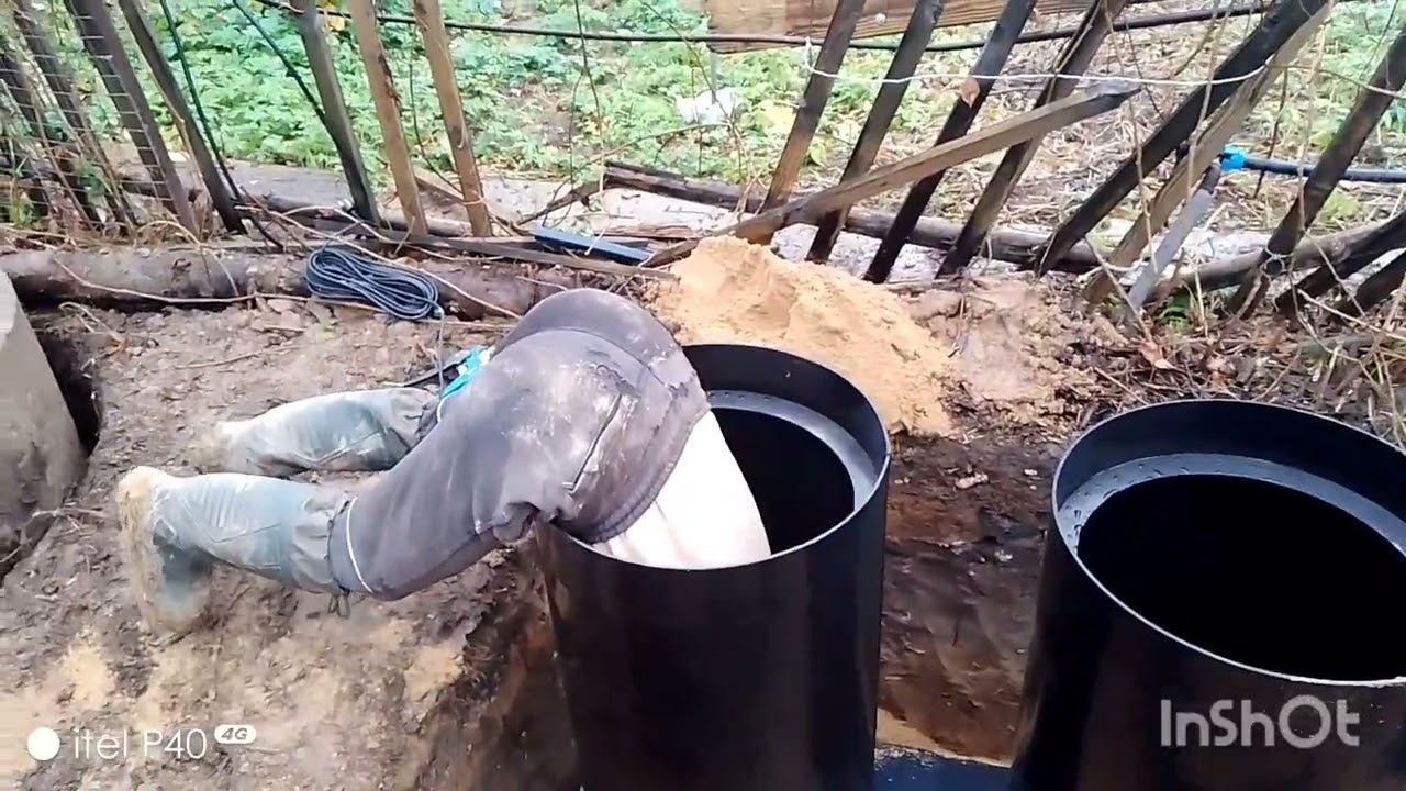 Закапываем огромный септик, алмазное сверление бетона, монтаж диаманта на даче смотреть онлайн