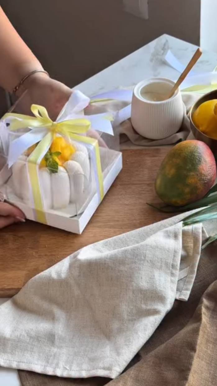 Манговый муссовый бенто торт в популярной форме🥭