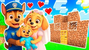 ПОСТРОИЛ ДОМ для СЕМЬИ СКАЙ и ГОНЩИКА и РЕБЁНОК ЩЕНЯЧИЙ ПАТРУЛЬ в МАЙНКРАФТ