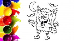 Губка Боб и Хеллоуин раскраска для детей