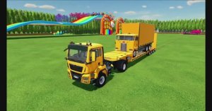 КРАСОЧНЫЕ МУЛЬТИКИ ДЛЯ МАЛЫШЕЙ. ТРАКТОР ВНУТРИ ГРУЗОВИКА ЕДЕТ НА АВТОВОЗЕ.