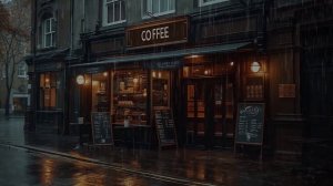 Cozy rainy coffe shop