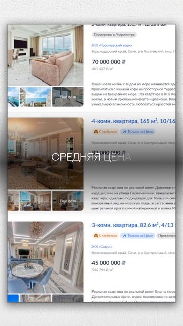 Цены на недвижимость в Сочи смотреть онлайн
