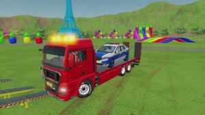 ЯРКИЙ МУЛЬТИК ПРО МАШИНКИ ДЛЯ МАЛЫШЕЙ. АВТОВОЗ ПЕРЕВОЗИТ ПОЛИЦЕЙСКИЕ МАШИНКИ С МИГАЛКАМИ И СИРЕНОЙ