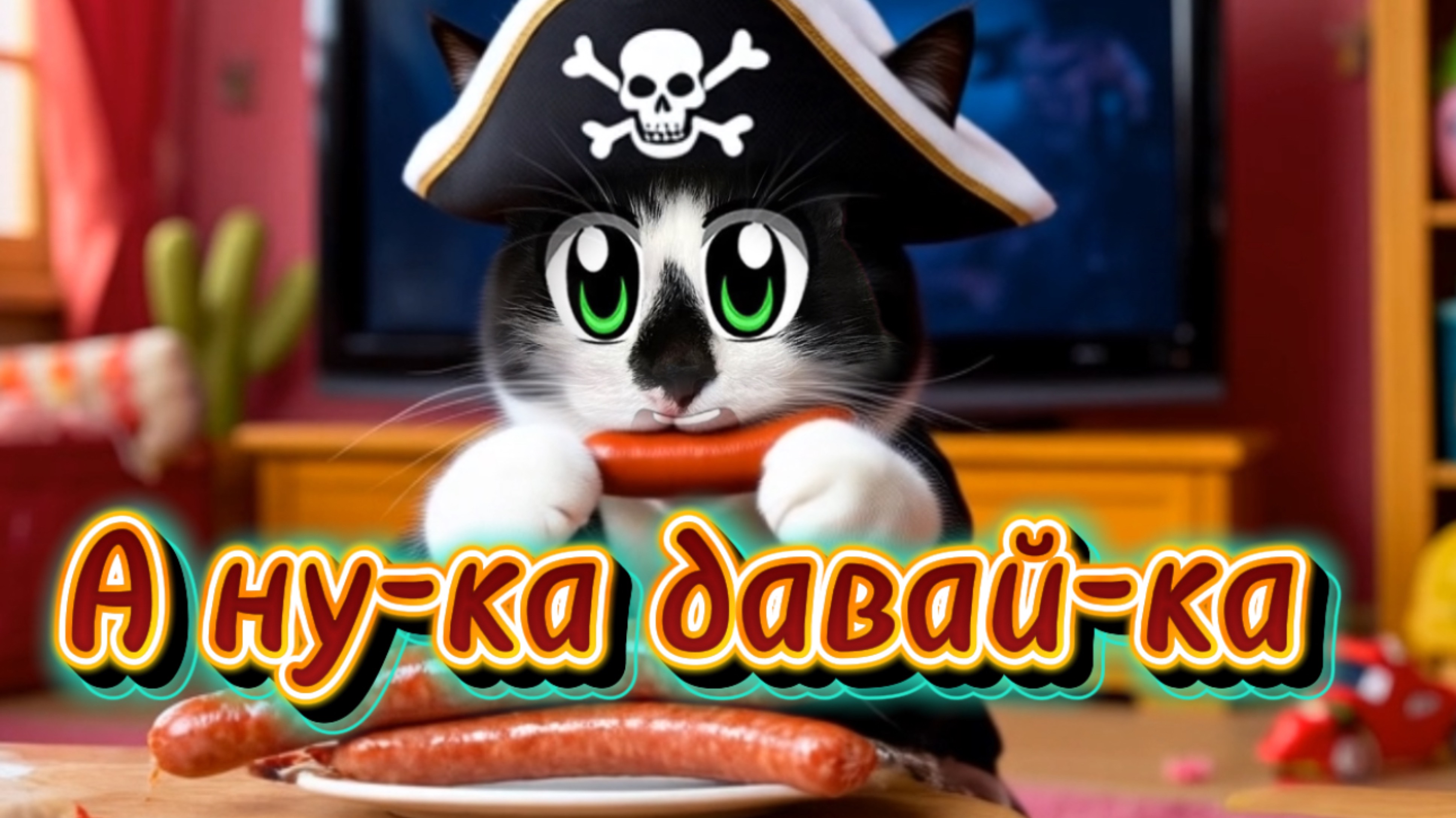 А ну-ка давай-ка. Кот Малыш бандит- воришка  колбаски