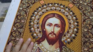 ИКОНА ГОСПОДЬ ВСЕДЕРЖИТЕЛЬ. ОБЗОР МОЕГО ТРУДА . ЮВЕЛИРНАЯ ВЫШИВКА