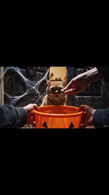 POV: Ты пришел за конфетами в дом, где кот-жмот 😹 | Cat Trick-or-Treat #shorts #pov #halloween