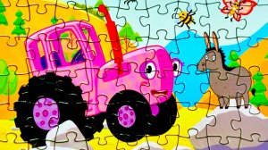 Пазл 🧩 синий трактор 🚜 розовый трактор | видео для детей