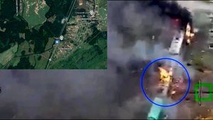 Горящий поезд после налёта «Гераней»