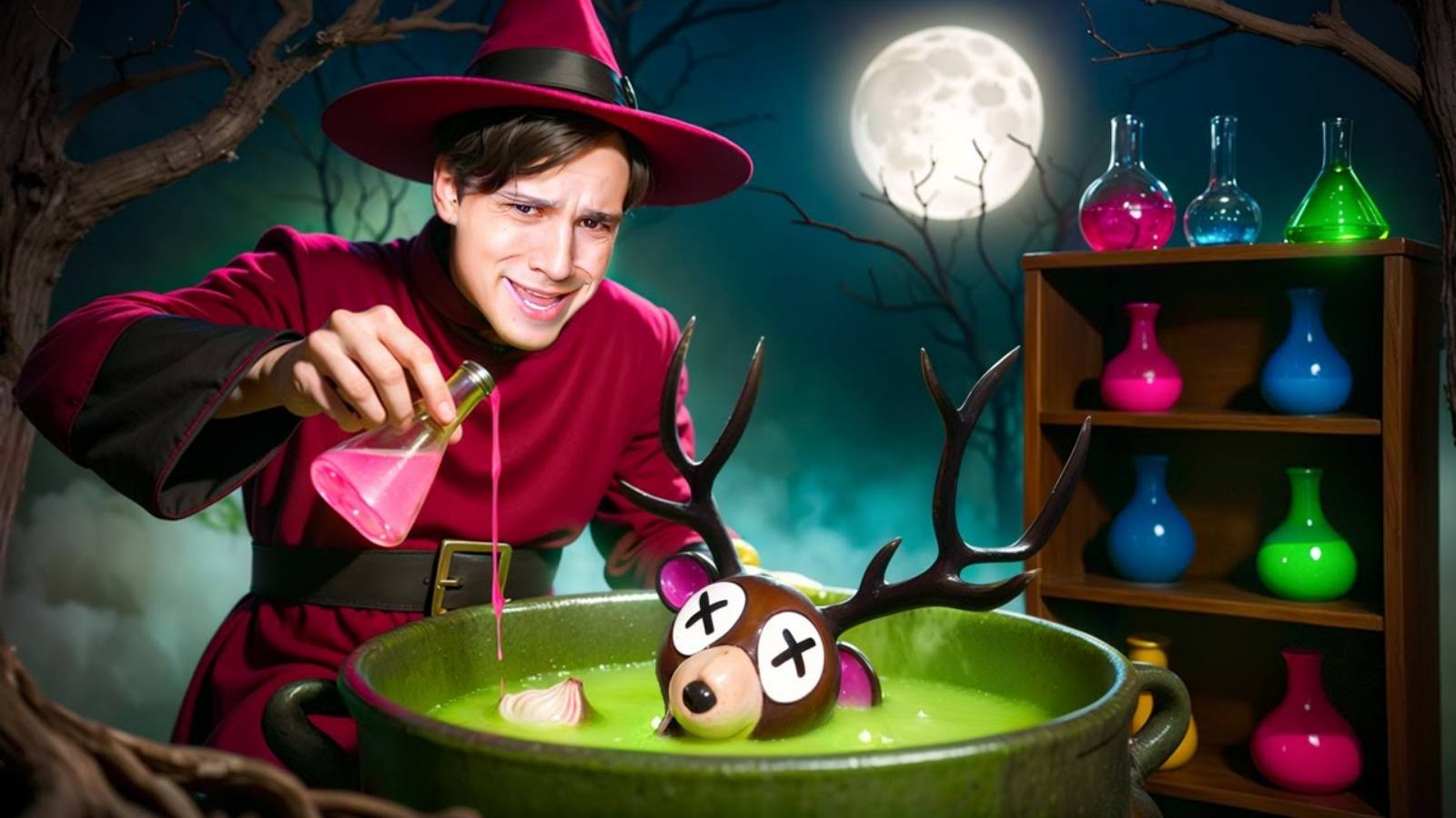 СВАРИЛ СУПЧИК ИЗ ОЛЕНЯ - ПОЛУЧИЛ КРУТОЕ ЗЕЛЬЕ!😱 СТАЛ ЗЛЫМ МАГОМ в 99 НОЧЕЙ В ЛЕСУ!😈 смотреть онлайн