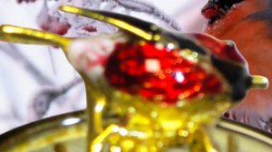 Чайная ложка Снегирь со вставкой из латуни с эмалью