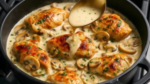Секрет самого нежного куриного филе в сливочно-грибном соусе! ВСЕ будут просить добавки!