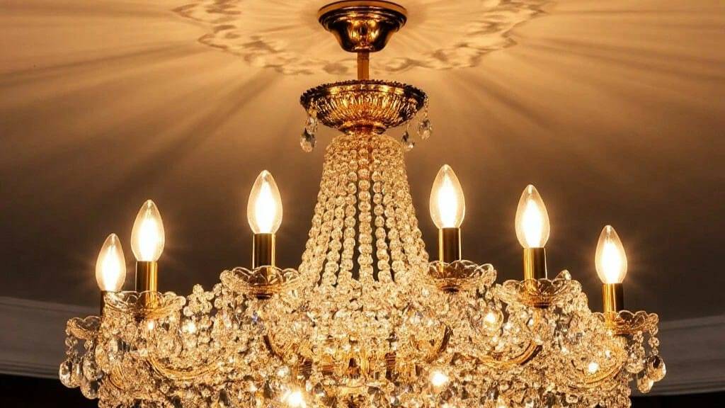 Просто вешаем люстру на бетонный потолок.