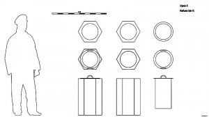 Урна F. Чертёж. Refuse bin F. Drawings.