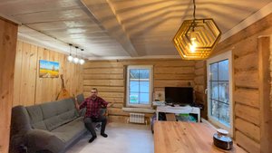 Освещение деревянной половины дома прадеда готово! Самодельные светильники, новая скамейка и дрова