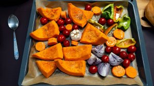 Крем суп из запеченной тыквы с овощами