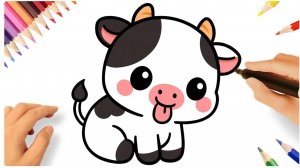 КАК ЛЕГКО НАРИСОВАТЬ КОРОВУ В СТИЛЕ КАВАЙИ 🐮😛