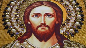 ИКОНА ГОСПОДЬ ВСЕДЕРЖИТЕЛЬ. ОБЗОР МОЕГО ТРУДА . ЮВЕЛИРНАЯ ВЫШИВКА