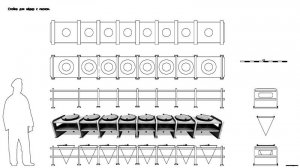 Стойка для вёдер с песком. Чертёж. Fire-prevention rack. Drawings.